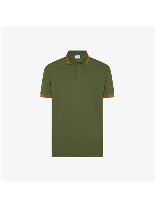 Polo a maniche corte in cotone verde scuro SUN 68 | A36112/37